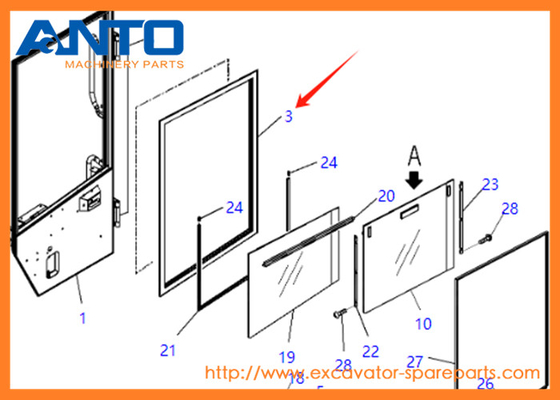 421-925-4641 4219254641 Glass Fit KOMATSU Máy đào WA380 WA430 WA450 WA470 WA480 WA500